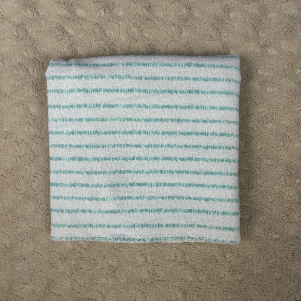 Gerber Aqua Blue White Stripes Baby Receiving Blanket Flannel Thin Cotton